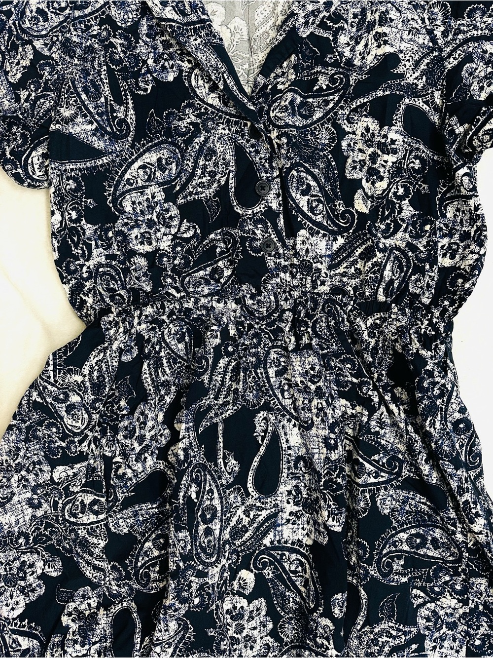 Donna Karan Womens Size L Paisley Print V-Neck Very Cute Shirtdress Cotton - Picture 6 of 7
